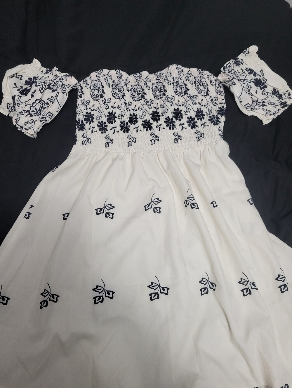Unbranded XL Off White And Black Off Shoulder Maxi Dress